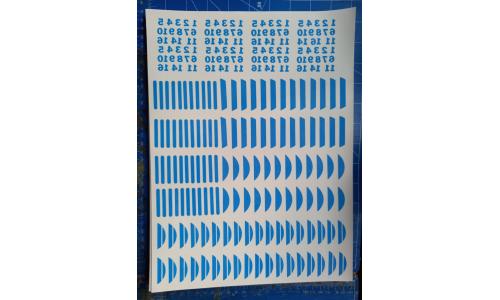 Decalque N�meros e Barras Azul Claro